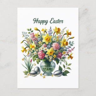 Jolie Fleurs de Pâques Joyeuses Carte postale de v