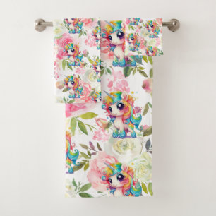 Jolie Fleurs rose et blanc Rainbow Unicorn