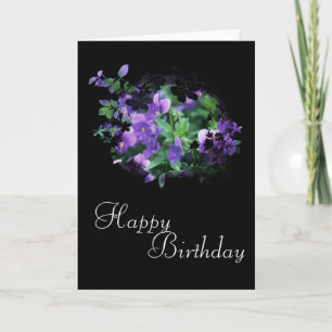 Jolie Fleurs violettes Joyeuses Carte d'Anniversai