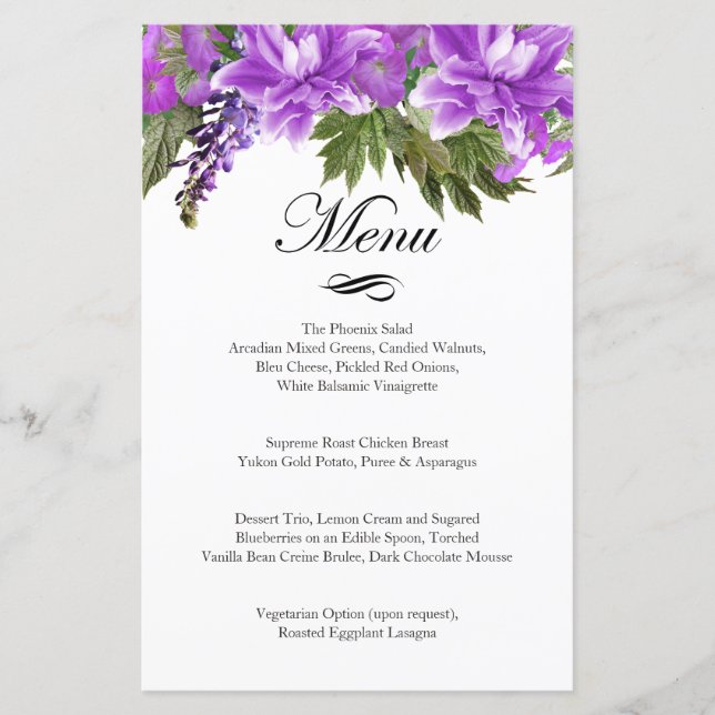 Jolie Fleurs violettes - Menu (Devant)