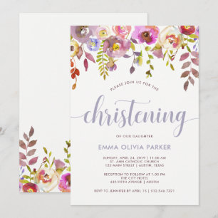 Jolie florale délicieuse   Invitation Christening