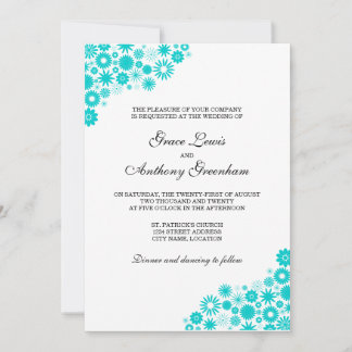 Jolie florale Faire-part de mariage turquoise