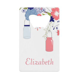 Jolie florale rose et bleue aux jarres de mason