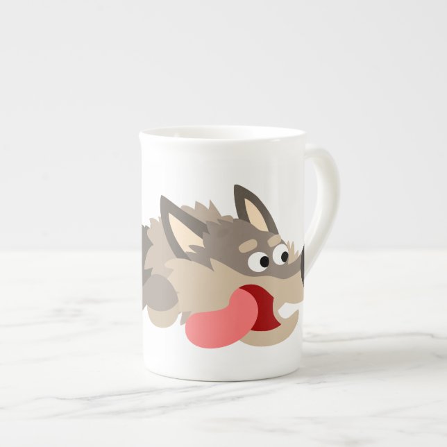 Jolie flotte Caricature Wolf os Chine Mug (Devant droit)