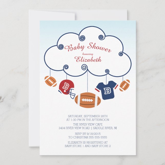 Jolie Football Baby Shower Invitations (Devant)