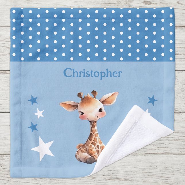 Jolie girafe ajouter un nom pois étoiles bleu (Créateur téléchargé)