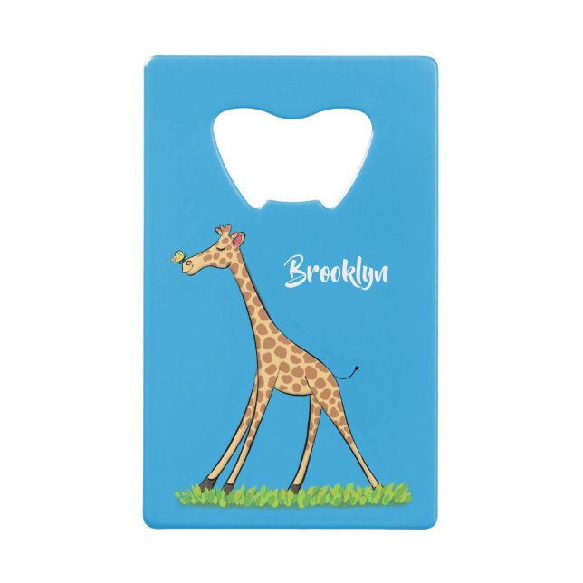 Jolie girafe avec dessin animé de papillon (Devant)