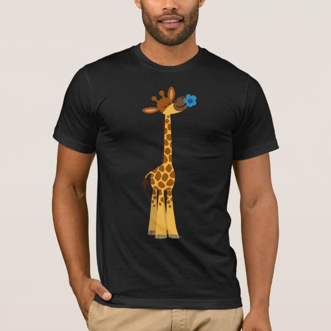 Jolie Giraffe de Cartoon et T-shirt Fleur (Devant)