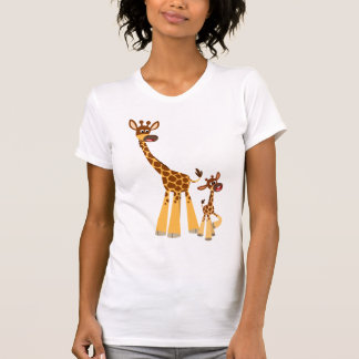 Jolie Giraffe Mère Cartoon et T-shirt de veau