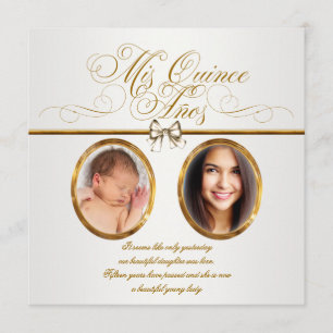 Jolie Gold Photo Quinceanera Invitations