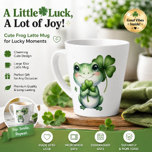 Jolie Grenouille Chanceuse avec Mug à Café Trèfle