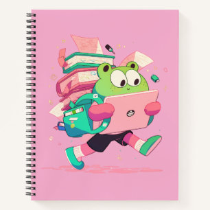 Jolie grenouille de rentrée avec des livres et un 