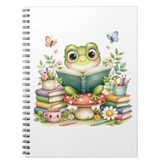 Jolie grenouille kawaii lisant un livre | Livre aq