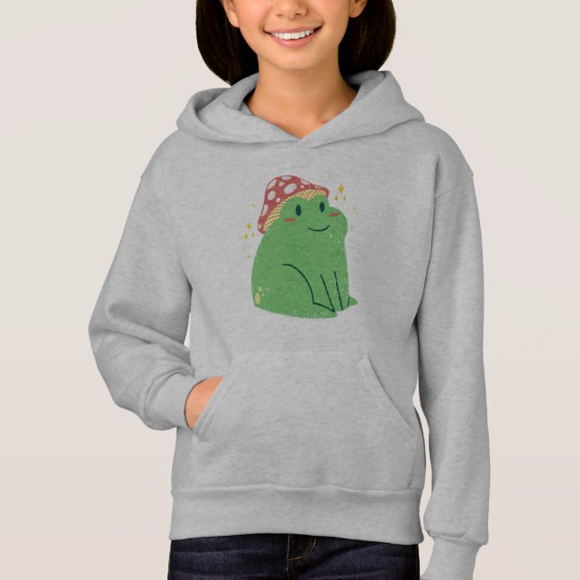 Jolie grenouille verte avec chapeau de champignon (Devant)