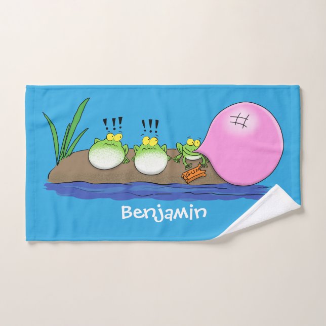 Jolie grenouilles drôles bubblegum dessin animé il (Serviette à main)