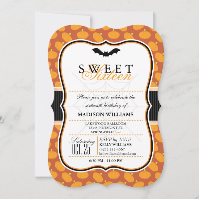Jolie Halloween Thème Sweet 16 Fête Invitation (Devant)
