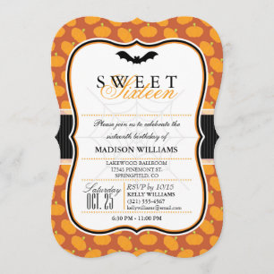 Jolie Halloween Thème Sweet 16 Fête Invitation