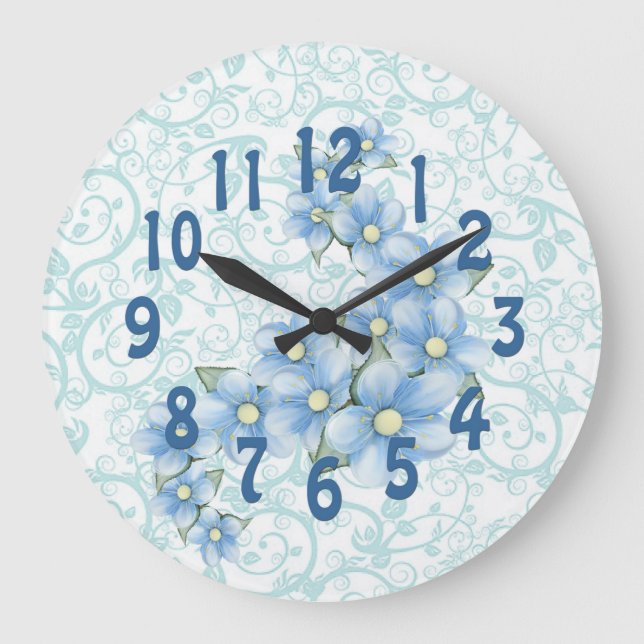jolie horloge de fleurs bleues (Recto)
