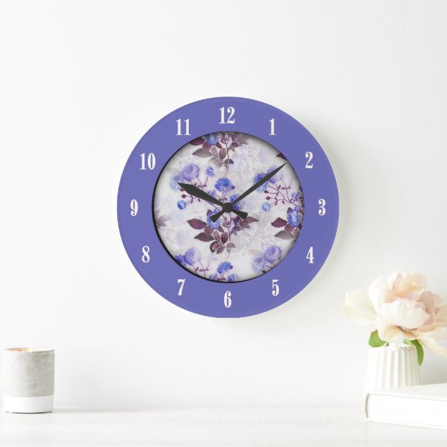 Jolie horloge florale violette à douze chiffres (Maison)