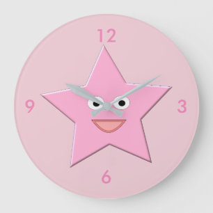 Jolie horloge murale en étoile rose