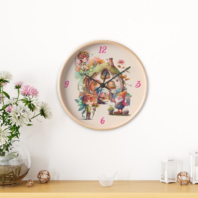 Jolie horloge murale fée et gnome (Créateur téléchargé)
