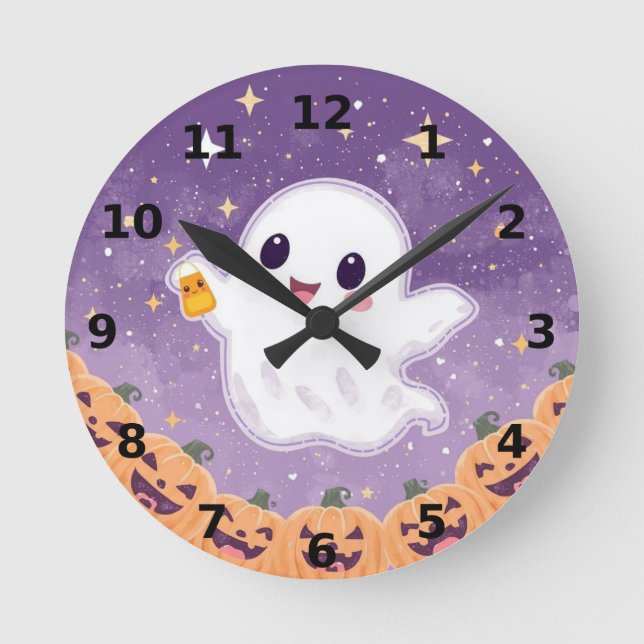 Jolie Horloge Murale Halloween Fantôme ⏰🎃 (Recto)
