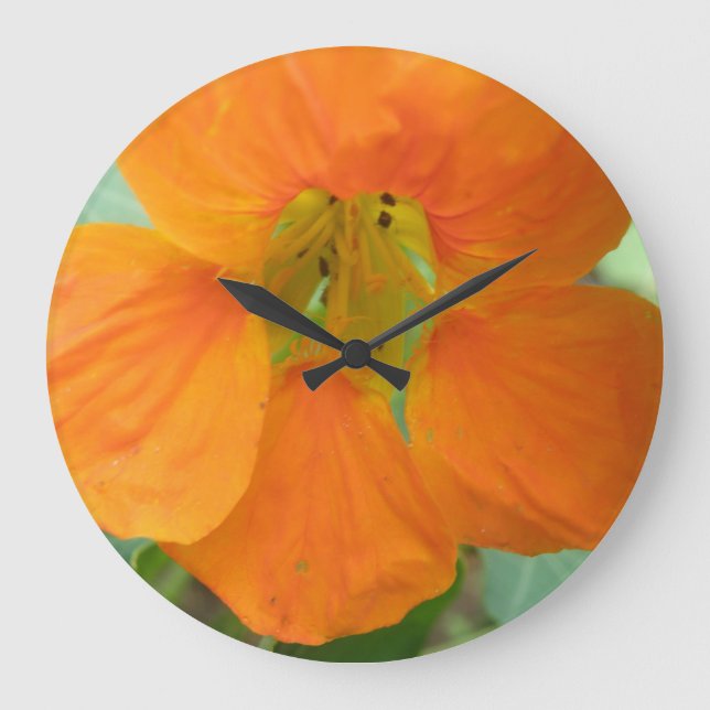 Jolie horloge murale orange Nasturtium (Recto)