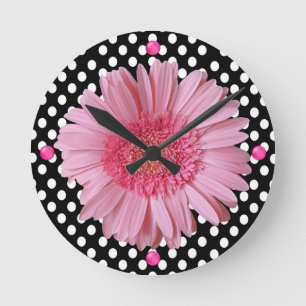 Jolie horloge murale rose Gerber Daisy