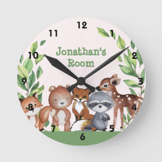 Jolie horloge ronde personnalisée avec des animaux
