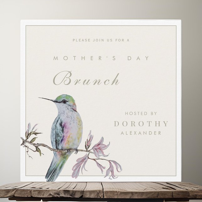 Jolie Hummingbird Fête des Mères Invitation Brunch (Créateur téléchargé)