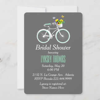 Jolie invitation à la douche nuptiale à bicyclette