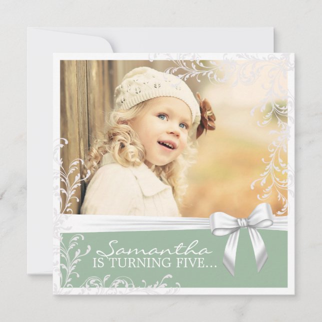 Jolie invitation à la fête d'anniversaire rose et  (Devant)