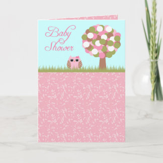 Jolie invitation à la fête de chouette rose baby s