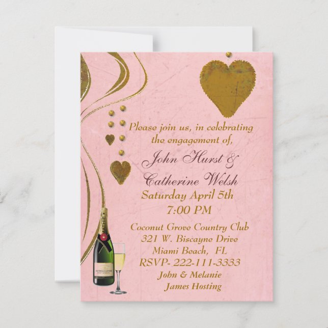 Jolie invitation à la fête de fiançailles (Devant)