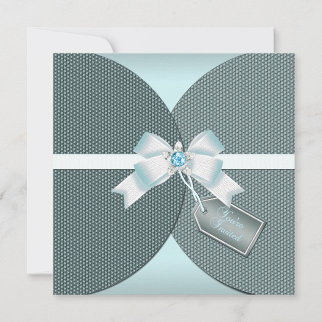 Jolie invitation à un mariage Turquoise avec un bi (Devant)