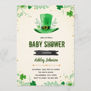 Jolie invitation au baby shower shamrock