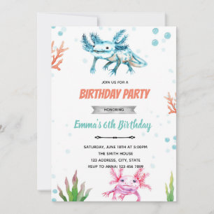 Jolie invitation d'anniversaire axolotl