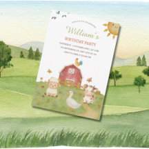 Jolie invitation d'anniversaire d'animaux de ferme