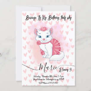 Jolie invitation d'anniversaire de fille de chat.