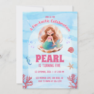 Jolie Invitation d'anniversaire de Sirène à l'aqua