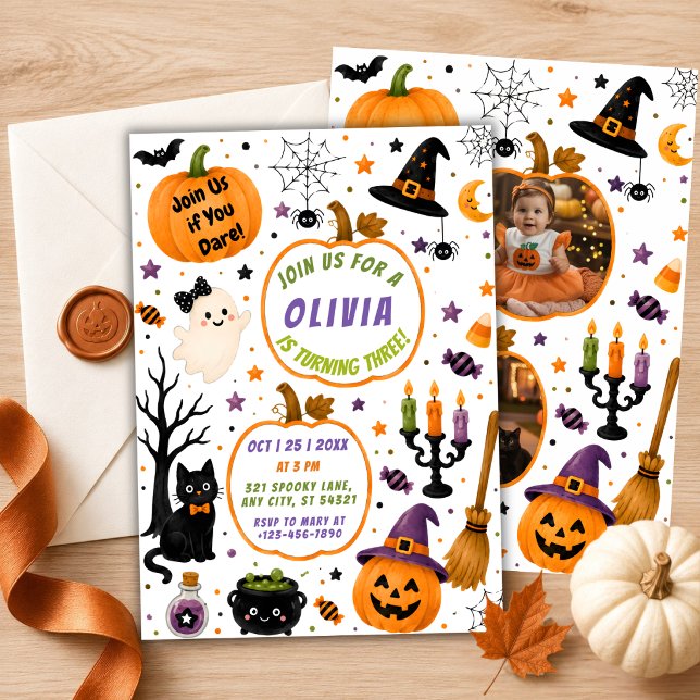 Jolie invitation d'anniversaire Halloween double p (Créateur téléchargé)