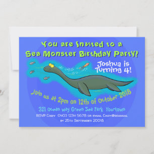 Jolie invitation d'anniversaire monstre de mer
