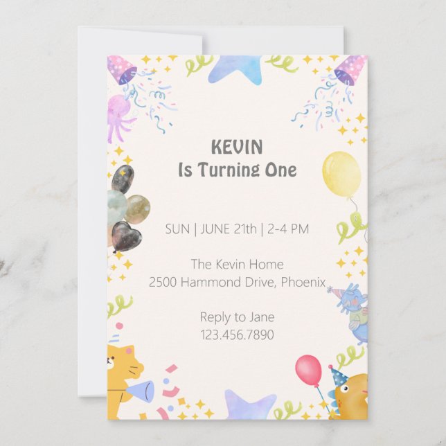 Jolie Invitation D'Anniversaire Pour Enfants (Devant)