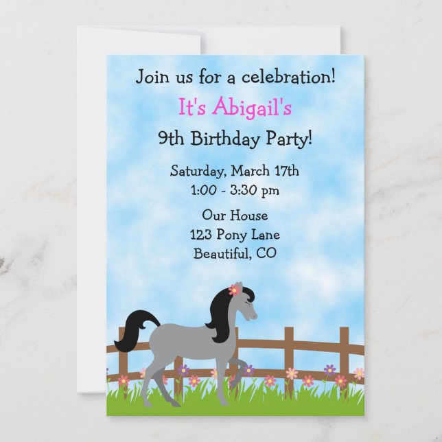 Jolie invitation d'anniversaire pour les filles (Devant)