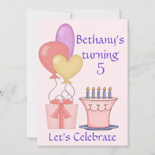 Jolie invitation d'anniversaire rose