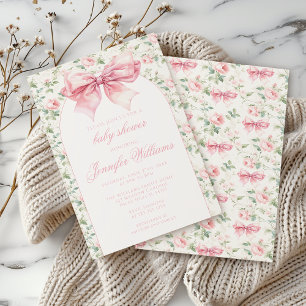 Jolie invitation de baby shower fille rose shabby 