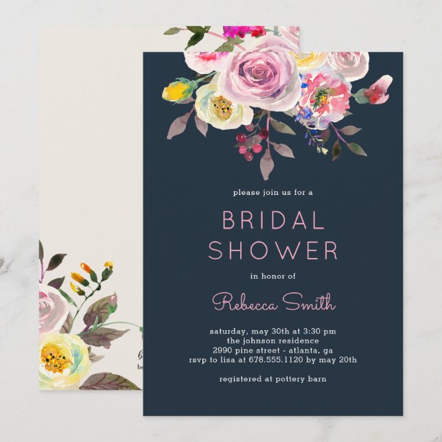 Jolie invitation de douche nuptiale (Devant / Derrière)