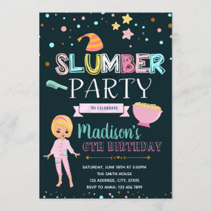 Jolie invitation de fête d'anniversaire en sommeil