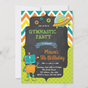 Jolie invitation de fête d'anniversaire robot