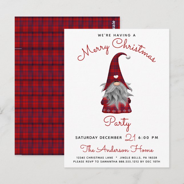 Jolie invitation de fête rustique pour un joyeux N (Devant / Derrière)